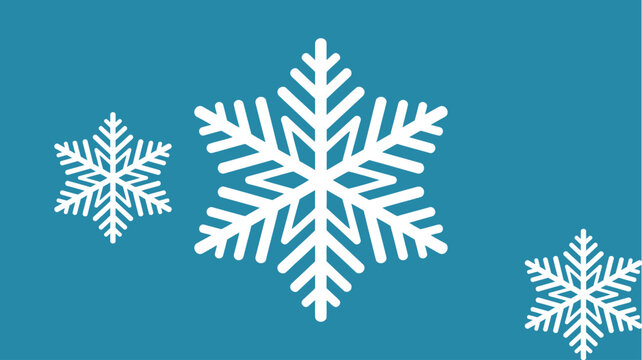 Stunning white snowflakes descend gracefully on a vibrant blue winter backdrop, evoking a magical, festive season atmosphere perfect for holiday designs