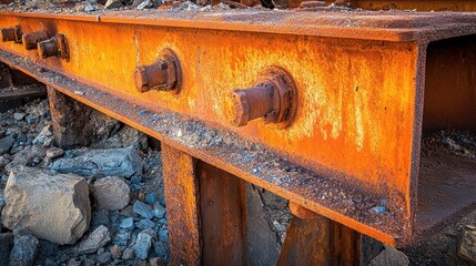 Corroded Metal Beam Showing Damage and Decay from Weathering