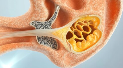 Detailed 3D Illustration of the Human Ear's Cochlea