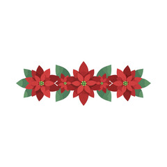 Poinsettia Flower Border Christmas Floral Decoration
