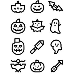 set of halloween icon elements illustrations