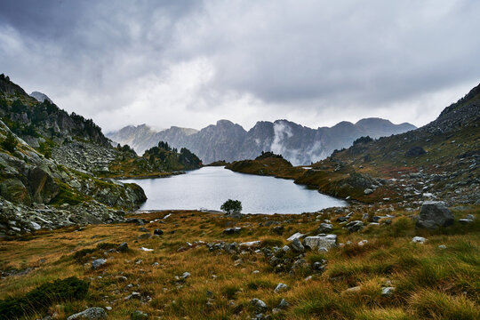 reservoir at the Refugi dera Restanca, La Val d'Aran, Catalonia, Pyrenees mountains, Spain, Europe