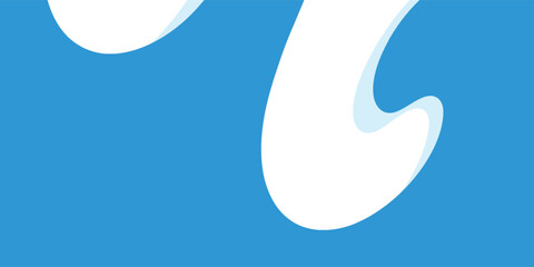 Dynamic blue and white illustration of two large ocean waves, with white foam crests, on a white background.