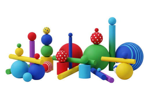 Colorful Abstract Composition with Geometric Shapes and Balance.