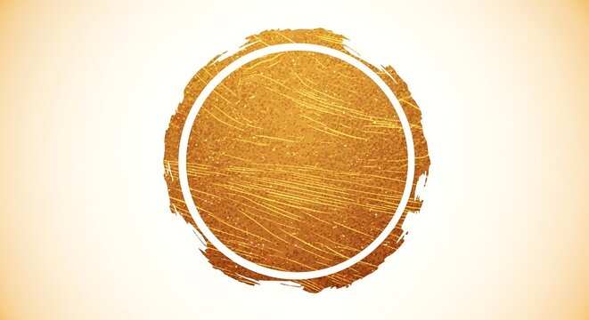 Golden Glitter Circle Frame with Grunge Scratch Texture, Abstract Vector Background