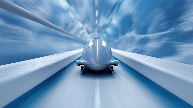 Futuristic High-Speed Sled on Ice Track