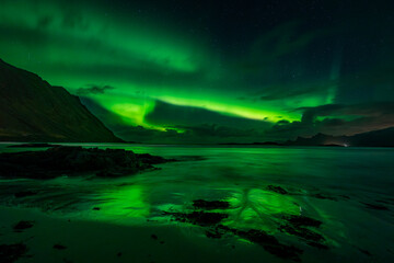 Beautiful Northern Lights in the Norwegian Lofoten Islands