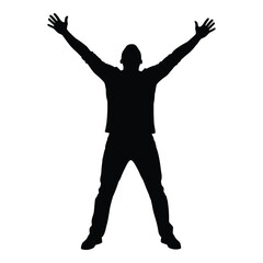 Silhouette of a person with arms raised in celebration or victory pose silhouette