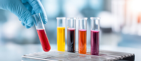 Holding blood samples in test tubes during a laboratory analysis