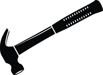 Claw hammer silhouette, black vector illustration, curved claw tool, DIY equipment, carpentry icon, construction gear, hand tool, white background