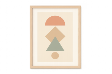 Wooden frame abstract geometric shapes art print