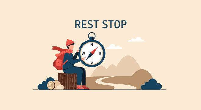 Rest Spot Traveler Consulting Compass Direction Adventure Journey Travel Destination Concept