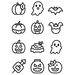 set of halloween icon elements illustrations