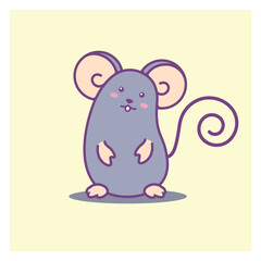 Cute Cartoon Mouse Illustration – Adorable Kawaii Animal Character Vector