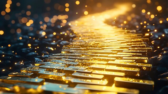 A Path illuminated with golden steps, a metaphor for success, leads the way