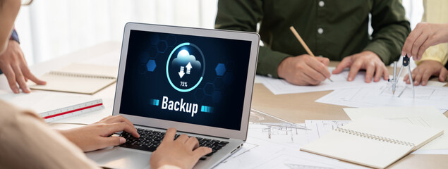 Backup Storage Data Internet Technology Business concept. Database storage cloud technology file...