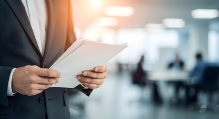 Professional Holding Documents in Office Setting