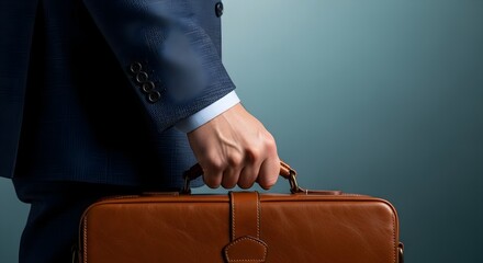Professional Businessman Carrying Brown Briefcase A Symbol of Corporate Success and Ambition