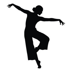 Graceful silhouette of a female dancer in motion capturing elegance and poise silhouette