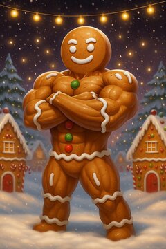 Gingerbread Muscle Strong Christmas Cookie