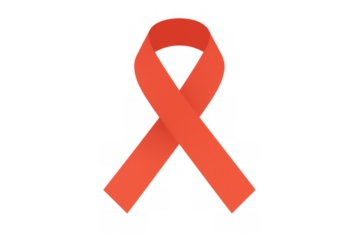 Red awareness ribbon symbolizing support for aids, hiv, charity, and global health causes on transparent background
