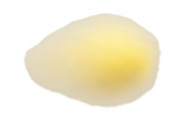 Soft yellow light cloud creating an abstract organic shape with glow effect on transparent background