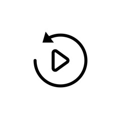 replay button icon, simple flat style, vector illustration, symbol, pictogram design logo template, for ui or ux isolated on white for mobile app, editable