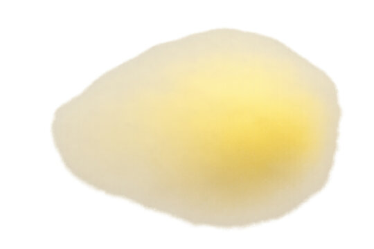 Soft yellow light cloud creating an abstract organic shape with glow effect on transparent background