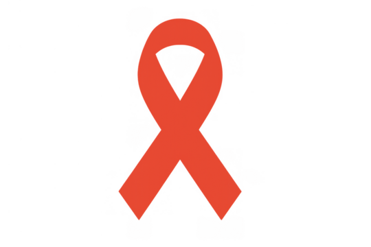 Red ribbon symbol for aids and hiv awareness, support, and solidarity, medical health concept
