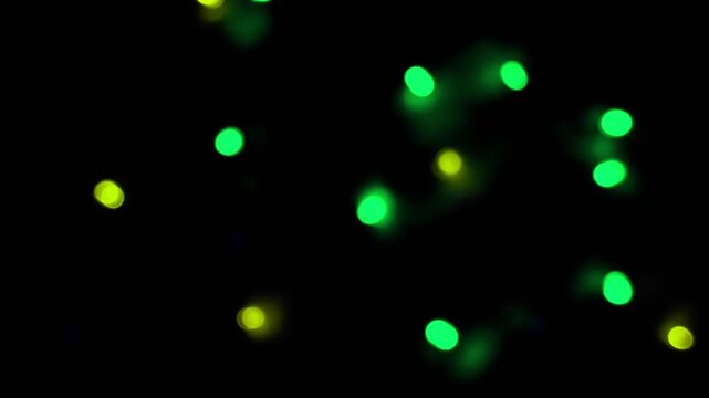 Beautiful blurred bokeh lights create a colorful atmosphere against dark background, perfect for artistic projects and elegant visuals