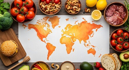 Culinary World Map Global Foods & Ingredients Represented Geographically