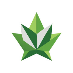 Geometric origami lily flower in vibrant green and white polygonal petal design aesthetic