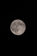 Super full moon taken in Lucerne, Switzerland, on October 7, 2025. The image captures the moon’s surface with visible craters and lunar textures against the dark night sky.