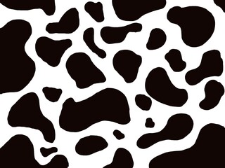 Seamless black and white cow print pattern. For backgrounds, fabric design, packaging, interior decoration, fashion prints, and digital art. Creative design projects and branding