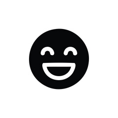 Fototapeta premium Vector art of black icon of a happy smiley face with closed eyes and wide open mouth