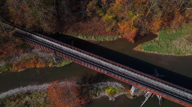 Pine Creek Rail Trail at Blackwell, Pennsylvania used for bikeing and hiking exercise paths through beautiful mountain landscapes