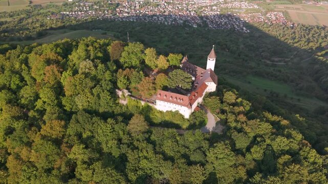 Fly with me along the Swabian castle Teck during autumn season phase