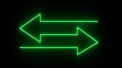  a green neon sign with two arrows pointing in opposite directions, symbolizing a two-way exchange or direction. 