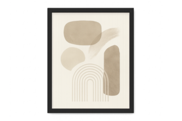 Abstract framed wall art with geometric shapes
