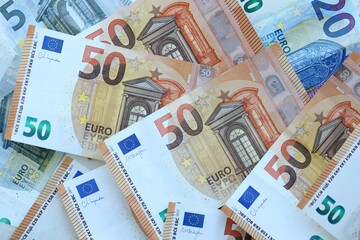 Euro money background. Euro Banknotes Design. Euro cash payment and wages. Cash background. Banknotes of European Union