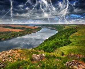 Stormy Sky Over River Canyon 