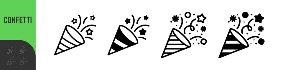 confetti line icon in white, black and colors. confetti flat vector icon from confetti collection for web, mobile apps and ui