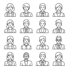Simple Line Icons: Team, Staff, and Professional Avatars