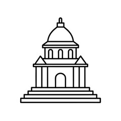 Minimalist outline icon of a classic dome building with arched windows and steps