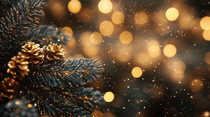 Elegant christmas celebration winter wonderland image festive atmosphere close-up gold glitter background