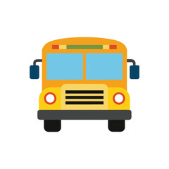 Colorful school bus front view art Vector illustration