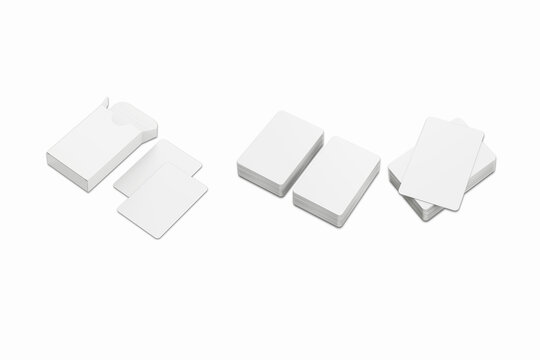 Playing Cards Bundle Mock up isolated on a background.3d rendering. Blank Playing cards packaging box mockup.