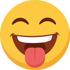 Happy yellow emoji face with tongue sticking out and eyes closed