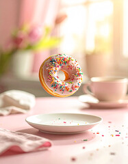 Floating Donut with Colorful Sprinkles