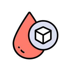 Blood sugar level color icon. Diabetes management and health tracking vector symbol. Droplet of blood with pieces of sugar simple flat sign.